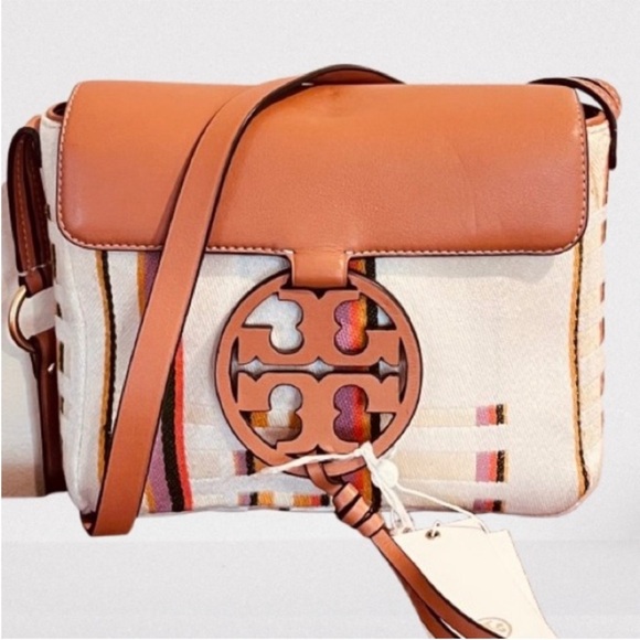 🆕- Tory Burch Miller Striped Plaid Double Weave Crossbody Bag. - Picture 4 of 13